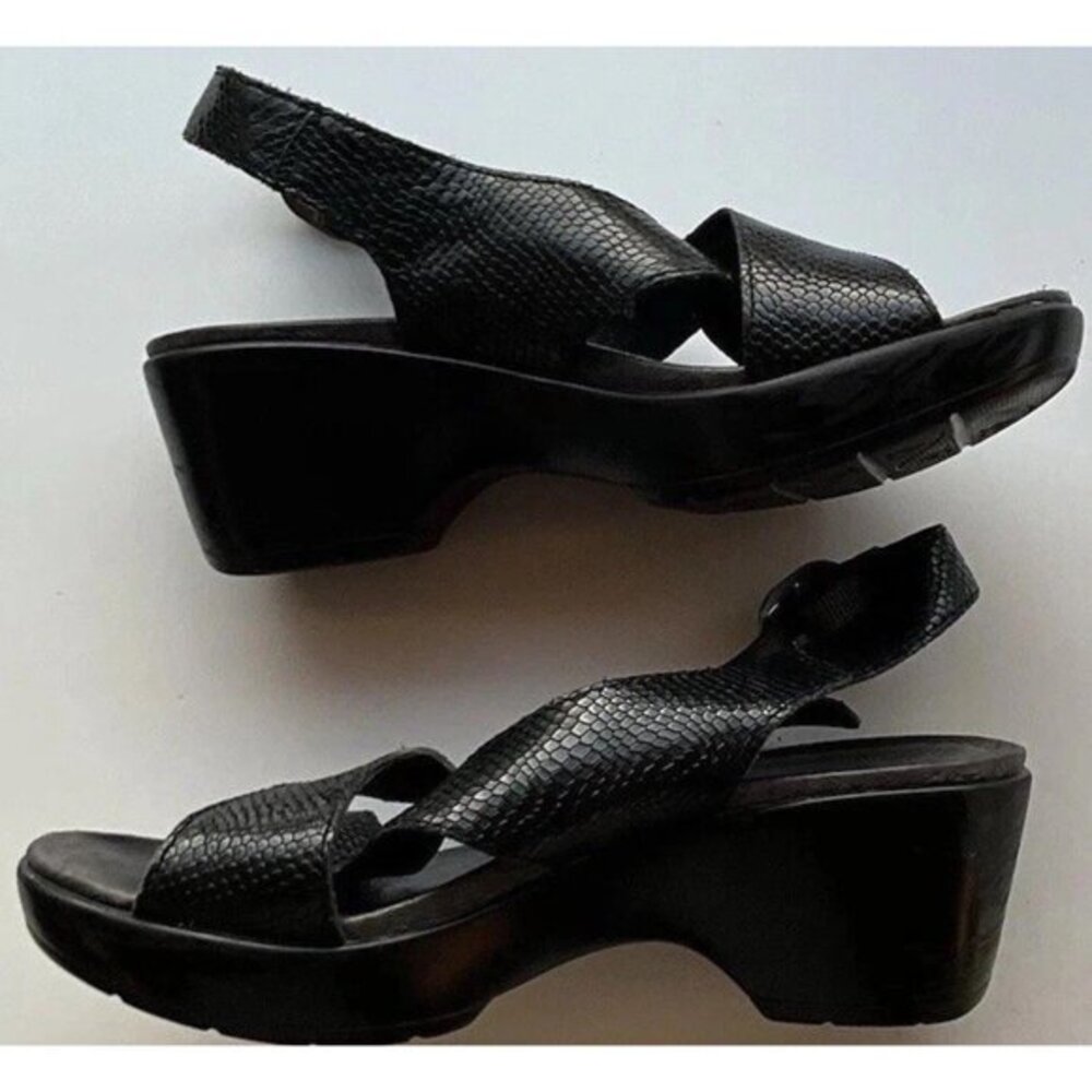 Vintage Dansko Womens Black Lizard Leather Women’s Sz 5.5 Sling Back Sandals